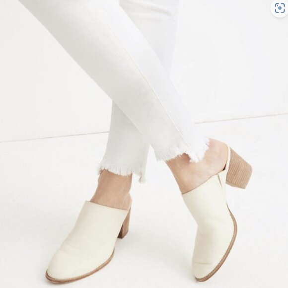 Madewell Size 34 Petite White Jeans 10" High Rise Skinny Step-Hem Button Fly - Picture 3 of 9